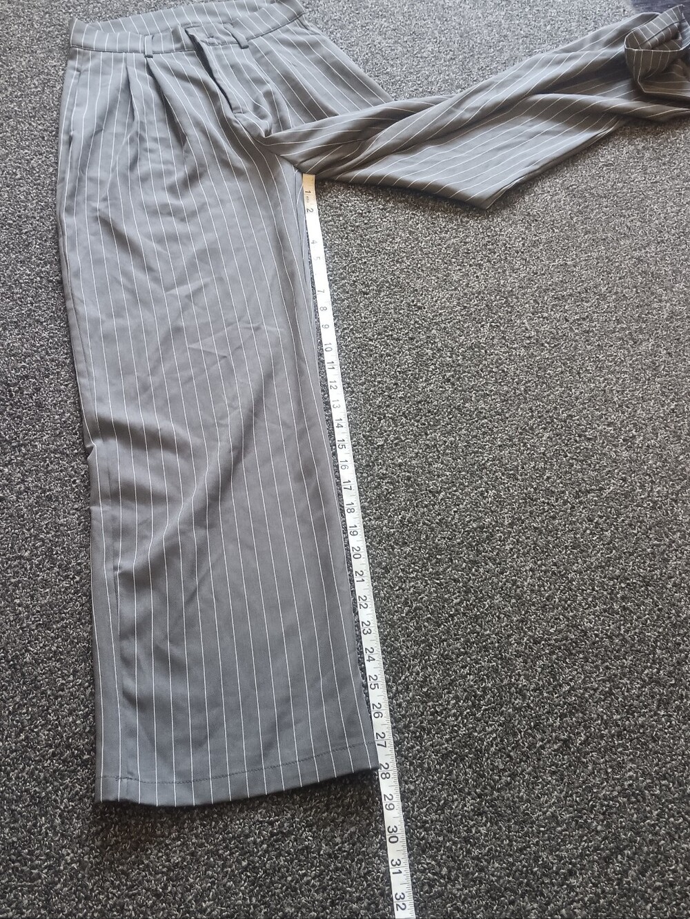 Dazy Wide Leg High Rise Gray Pinstripe Trouser Dress Pants Womens Small, Office - Picture 5 of 11